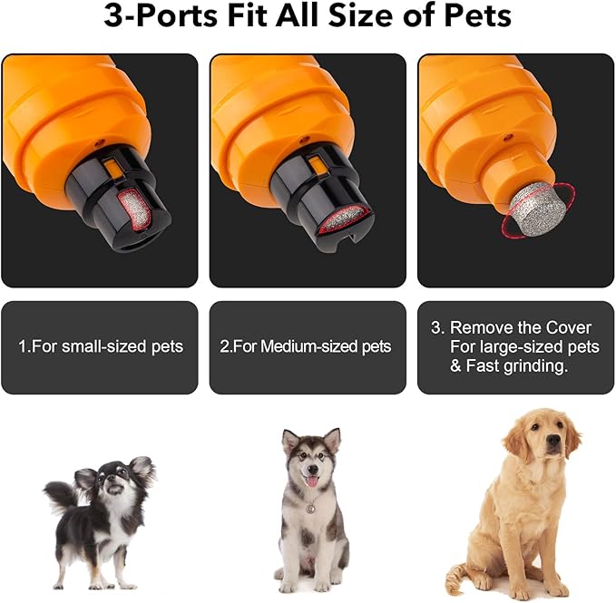 Casfuy Dog Nail Grinder with 2 LED Light - New Version 2-Speed Powerful Electric Pet Nail Trimmer Professional Quiet Painless Paws Grooming & Smoothing for Small Medium Large Dogs and Cats (Orange)-Mewly Pet