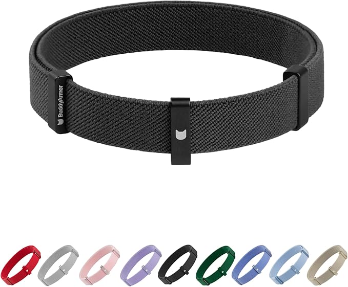 Safety Cat Collar and ID Tag Set, Elastic Quick Release Non Breakaway Collar, Personalized Aluminum Engraved Pet Name Tag, Lightweight for Kitten Small Large Cats (Midnight Black-M, Pocket)-Mewly Pet