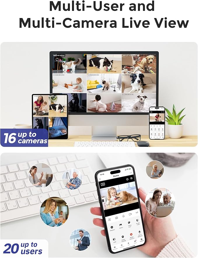 Hugolog 4K 8MP Indoor Pan/Tilt Security Camera with Auto-Focus,Ideal for Baby Monitor/Pet Camera/Home Security,Starlight Color Night Vision,Human/Pet AI,Two-Way Audio,US Cloud,Compatible with Alexa-Mewly Pet