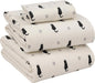 RUVANTI Flannel Sheets Twin XL Size - 100% Cotton Double Brushed Twin XL Sheet Sets, Deep Pockets 16 Inches, All Seasons Breathable & Extra Soft Bed Sheets, Warm & Cozy, 3 Piece, Black Cat