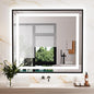 LED Bathroom Mirror,32"x36" Mirror with Black Frame, Front Light and Backlit, Stepless Dimmable, Anti-Fog, Shatter-Proof, Memory, 3 Colors, Double LED Vanity Mirror