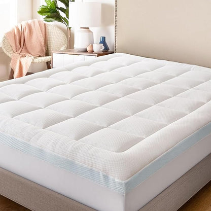 ELEMUSE Twin XL Size Dual Layer 3 Inch Memory Foam Mattress Topper for Pressure Relief, Breathable Pillow Top Mattress Pad with Deep Pocket, Enhanced Support, Non-Slip Design & Removable & Washable