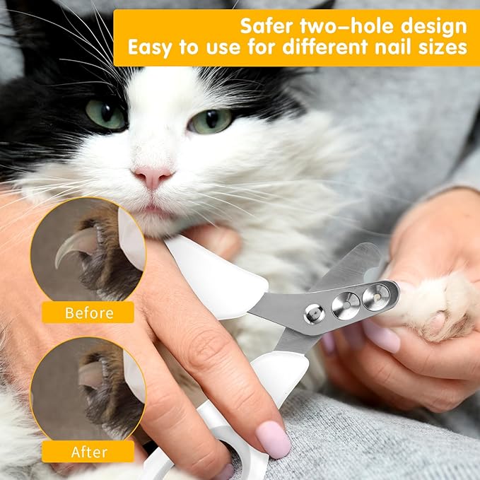 Cat Nail Clippers with Circular Cut Hole, Dogs Pets Nail Clippers & Trimmers Puppy Nails Clipper Cat Claw Trimmer with Safety Guard -Avoid Over Cutting Pet Nails Clipper for Novice Pet Families-Mewly Pet