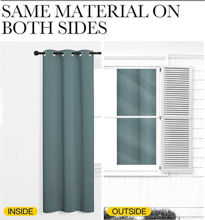 NICETOWN Modern Blackout Curtains Noise Reducing, Thermal Insulated and Privacy Room Darkening Drape Panels for Boy's Guest Room Door Small Short Window (Greyish Blue, 2 Panels, W42 x L68 -Inch)