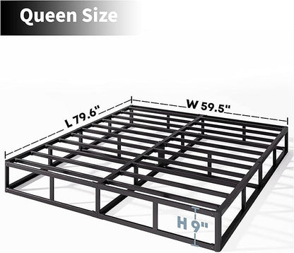 Queen Box Spring 9 Inch High Profile Strong Metal Frame Mattress Foundation, Quiet Noise-Free,Easy Assembly, 3000lbs Max Weight Capacity
