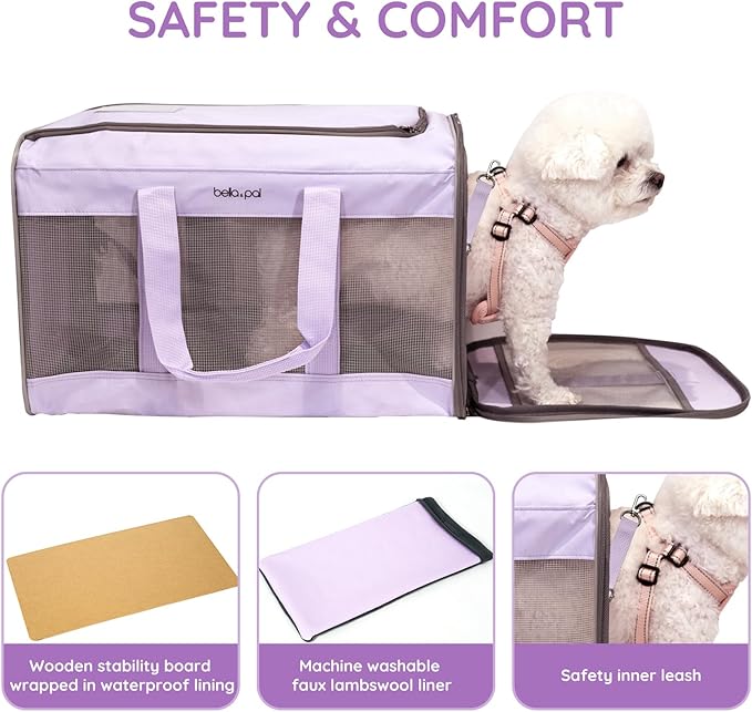 BELLA & PAL Cat Carrier Travel Bag, Airline Approved Lightweight Cat Carrier, Soft Sided Pet Carrier for Puppy Dogs Up to 18lbs, Collapsible Kitten Bag with Removable Waterproof Mat, Ventilated Mesh-Mewly Pet