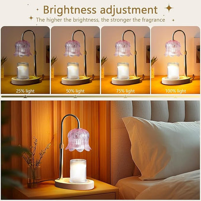 Candle Warmer Lamp Electric Timer - Modern Home Decor Table Lights for Candles Warming Height Adjustable Dimmable Warmers Pink