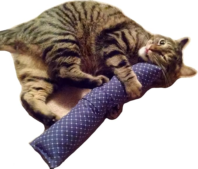 15" Cat Kicker Toy with Refillable Catnip Pocket (Navy) - Filled with Premium Canadian Catnip-Mewly Pet