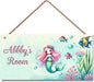 Personalized Sign Mermaid Wall Art Décor For Kids Room Custom Name Door Decor, Ocean Theme Nursery Art Plate For Girls Room Boys Bedroom Garden
