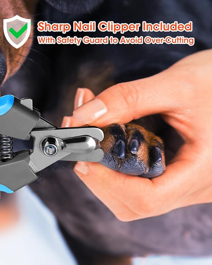 Super Powerful Dog Nail Trimmers and Dog Nail Clippers Combo, Ultra Quiet, 3 Speeds, 4 Bright Lights, with Travel Lock, for Small, Meddium and Large Dogs, Cats and Small Animals-Mewly Pet