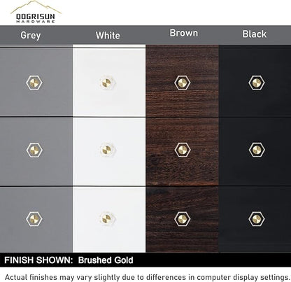 QOGRISUN 15-Pack Brass Crystal Cabinet Knobs,Glass Crystal Gold Drawer Knobs,1-5/16-Inch Hexagon,Decorative Dresser Pulls, Modern Cabinet Hardware