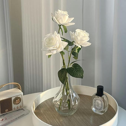 White Roses Artificial Flowers 50 Pack in Bulk, Fake Roses Flowers Realistic Roses for Wedding Home Party Decoration Event Gift (White)