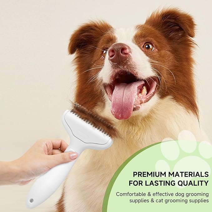 Undercoat Shedding Brush for Dogs & Cats – Professional Deshedding & Dematting Tool –Steam Brush for Cat & Dog Includes Waterless Shampoo-Mewly Pet