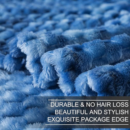 Richave Queen Size Fleece Blanket,Premium Lightweight Anti-Static 90x90 Inches 3D Clouds Stylish Jacquard Velvet Plush Bed Blanket for Queen Full Bed, Tie-dye Stone Blue