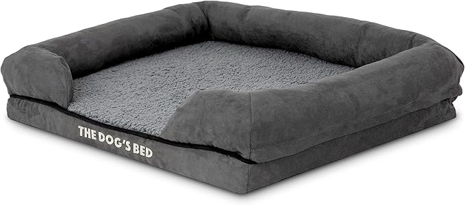 The Dog’s Bed, Small Plush Grey, Memory Foam, Pain Relief: Arthritis, Hip & Elbow Dysplasia, Post Surgery, Lameness, Supportive, Calming, Waterproof Washable Cover, Veterinary Approved-Mewly Pet