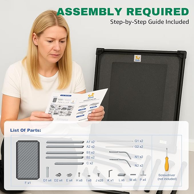 Sytopia 47'' Outdoor Elevated Dog Bed for Extra Large Dogs, Chew-Proof Pet Camping Raised Cot with Breathable Mesh - Durable Frame, Cooling Hammock Style, Anti-Slip Base, Water-Resistant, Easy Clean-Mewly Pet