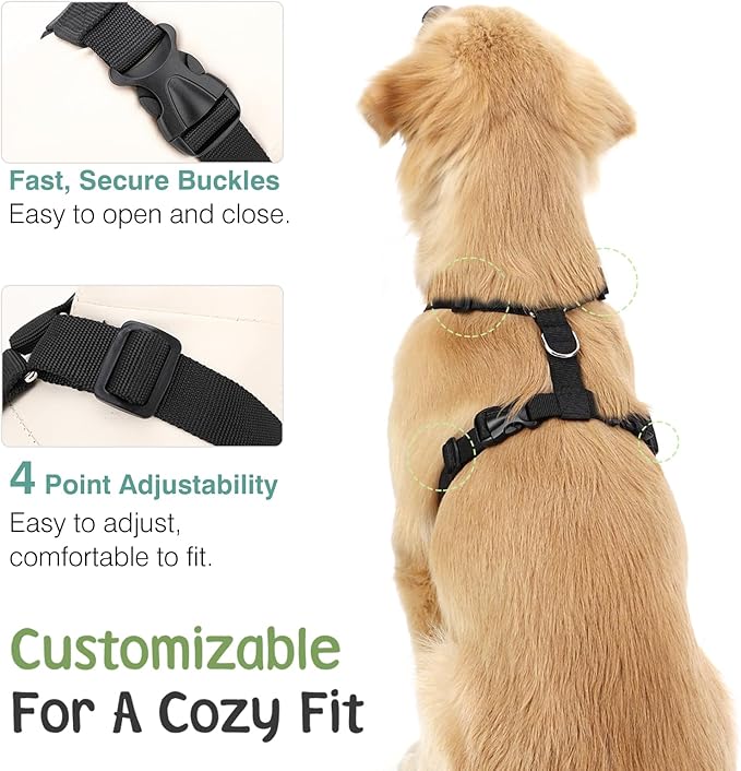 Dog Seat Belt, Safety Vest Dog Car Harness with Adjustable Buckle Dog Seat Belt for Vehicle Nylon Pet Safety Seat Belts Heavy Duty(XL, Black Daisy)-Mewly Pet