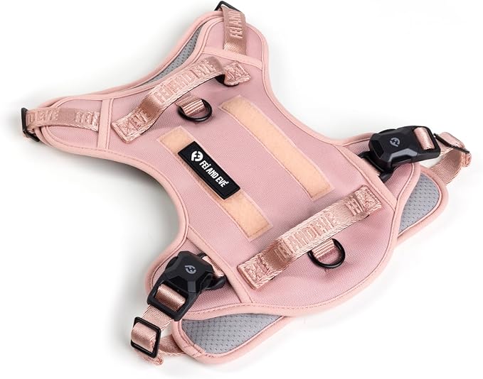 2025 New Edition, Fei & Eve MagEase Dog Harness - 3-Second Magnetic Buckles | 3-Point No-Pull Control | Heavy-Duty 900D Nylon | Dual Safety Handles | Breathable Mesh | Adjustable Fit | Medium, Pink-Mewly Pet