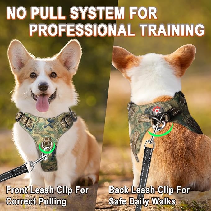 Dog Harness Step in Dog Vest Harness, Reflective Adjustable Puppy No Pull Harness Breathable Soft for Small and Medium Dogs Cats, Camo, S-Mewly Pet