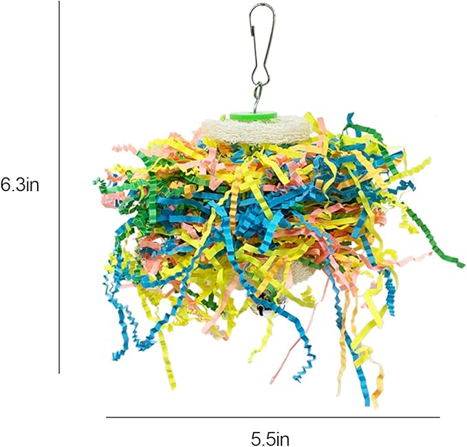 EBaokuup Bird Parrots Shredding Toys Parakeet Chewing Toys Bird Loofah Toys Parrot Cage Shredder Toys Bird Foraging Hanging Toys Bird Accessories for Parrots Lovebird Cockatiel Conure African Grey-Mewly Pet