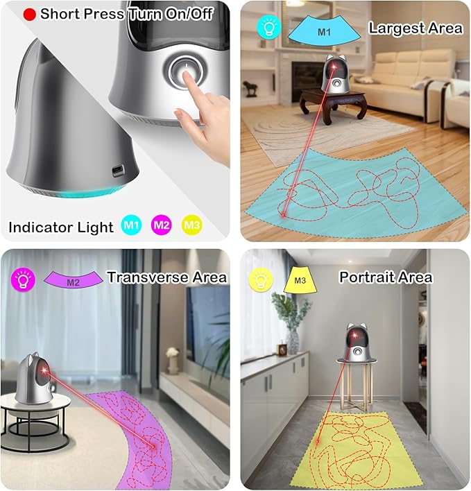 Cat Laser Toys for Indoor Cats, Random Trajectory Laser Cat Toy, Interactive Cat Toys for Bored Indoor Adult Cats/Kittens/Dogs (Silver)-Mewly Pet