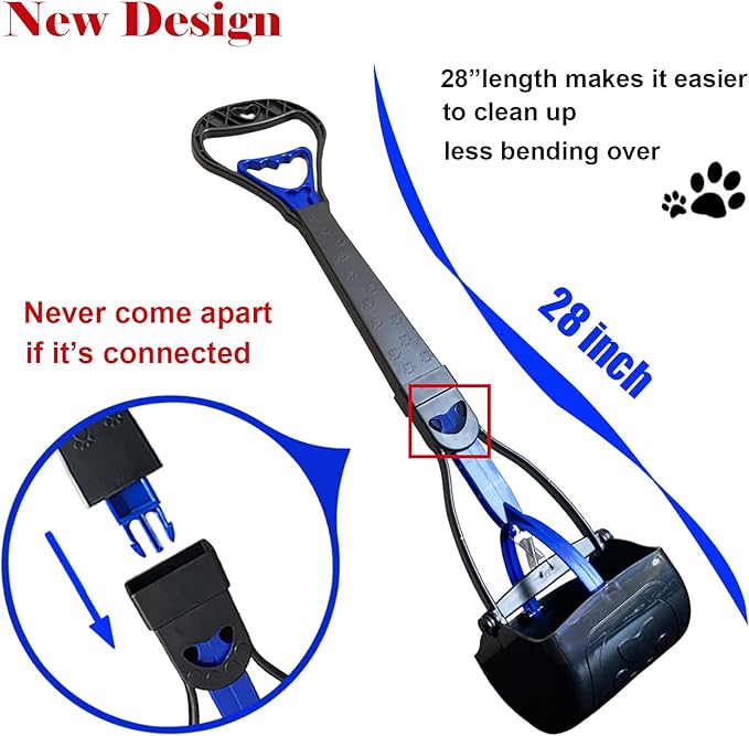 Non-Breakable Pooper Scooper for Large Medium & Small Dogs Heavy Duty, 28“Long Handled Dog Poop Scooper for Grass,Durable Dog Poop Pick Up Tool, Poop Grabber-Mewly Pet