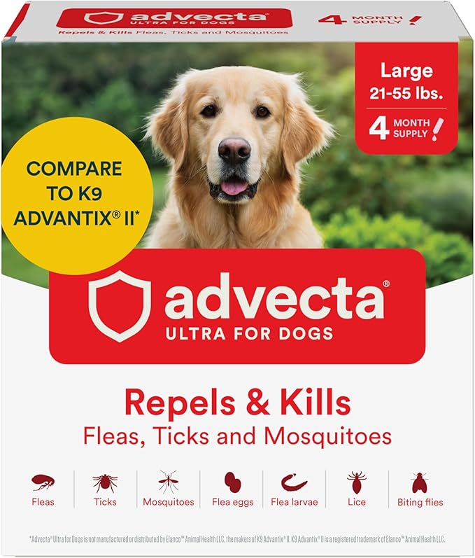 Ultra Flea And Tick Prevention For Dogs - Dog and Puppy Treatment and Control - Mosquito Repellent - Large, Fast Acting Waterproof Topical Drops, 4 Month Supply-Mewly Pet