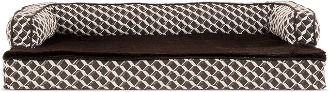 Furhaven Memory Foam Dog Bed for Large Dogs w/ Removable Bolsters & Washable Cover, For Dogs Up to 95 lbs - Plush & Woven Decor Comfy Couch Sofa - Diamond Gray, Jumbo/XL-Mewly Pet