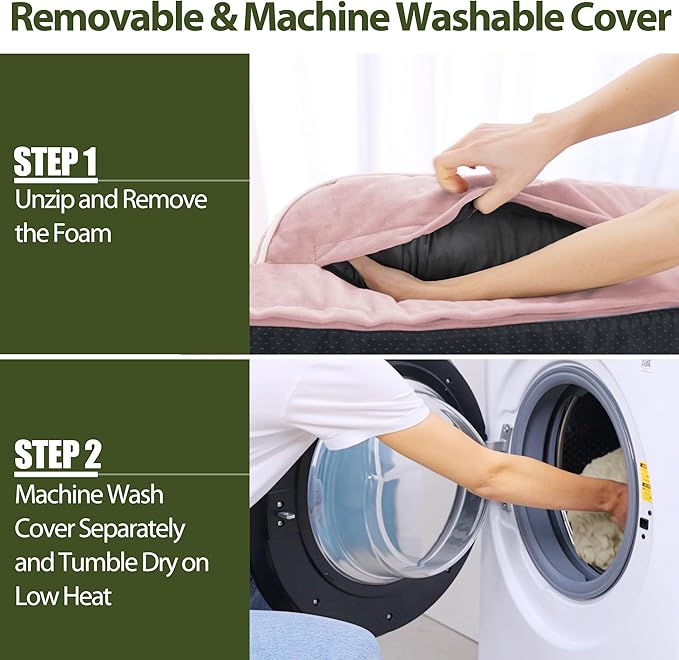 Orthopedic Dog Beds for Extra Large Dogs, Waterproof Dog Beds XLarge, Memory Foam Dogs Couch Beds with Comfy Bolster, Removable Washable Cover and Nonskid Bottom (X-Large,Pink)-Mewly Pet