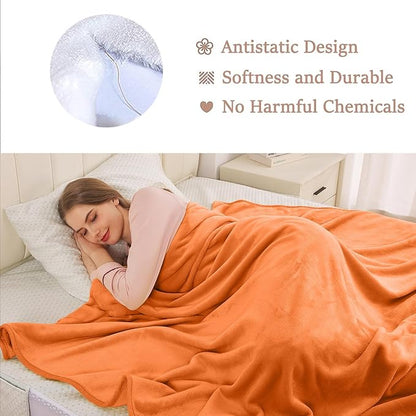 Soft King Size Blanket for All Season Warm Fuzzy Microplush Lightweight Thermal Fleece Summer Autumn Fall Winter Spring Blankets for King Calking Bed Couch Sofa,90x108 Inches,Orange