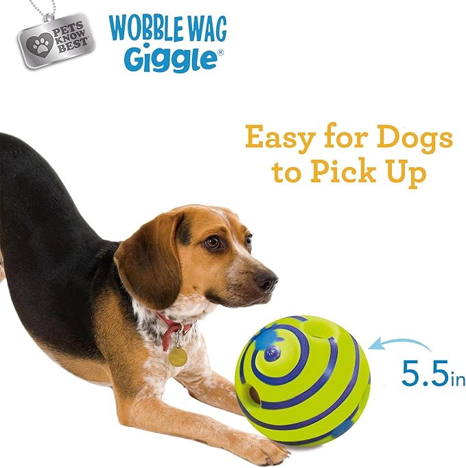 Wobble Wag Giggle Ball | Rolling Enrichment Toy for Fun Playtime, Interactive Play for Indoor or Outdoor, Keeps Dogs & Puppies Large, Medium or Small Busy & Moving, As Seen on TV | Pack of 1-Mewly Pet