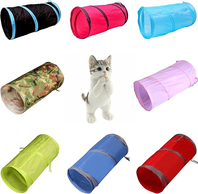 iCAGY Foldable Spiral Cat Tunnel - Indoor Toy for Small Cats, Kittens, and Rabbits - Tube for Interactive Play and Outdoor Fun - Pet Activity Toy Light Green 20" 3 Pcs-Mewly Pet