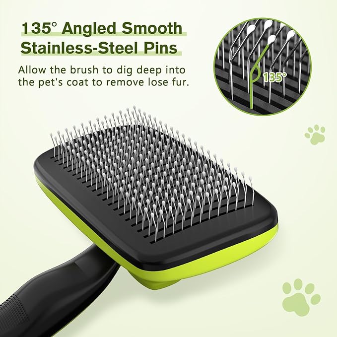 Pecute Self-Cleaning Slicker Brush for Dogs, Cats, Lightweight Dog Brush for Shedding Massaging Grooming, Cat Brush Gently Removes Loose Fur Undercoat for Small Dogs Cats Rabbits of All Hair Types-Mewly Pet