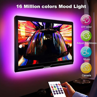 TV Led Backlight 85Inch, 20ft Led Lights for TV 85-100 Inch, Led Strip Lights with Remote, Music Sync Bluetooth APP TV Light Behind, USB TV Lights for Bedroom, Mood Lighting, Gaming Room Decor