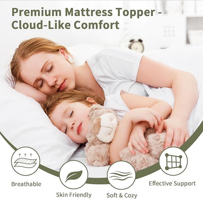 Extra Thick Fitted Mattress Topper - California King Size | Soft & Cooling Pillow Top Mattress Pad & Protector | Bed Topper for Back Pain, Straps Stretch 6" to 22" Deep