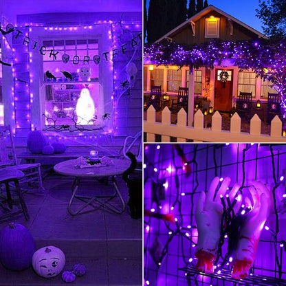 Brizled Purple Christmas Lights, 33ft 100 LED 5mm Wide Angle Gentle Twinkle Christmas Lights, 120V UL Certified Connectable Purple String Light Outdoor Xmas Tree Light for Xmas Halloween Tree Home
