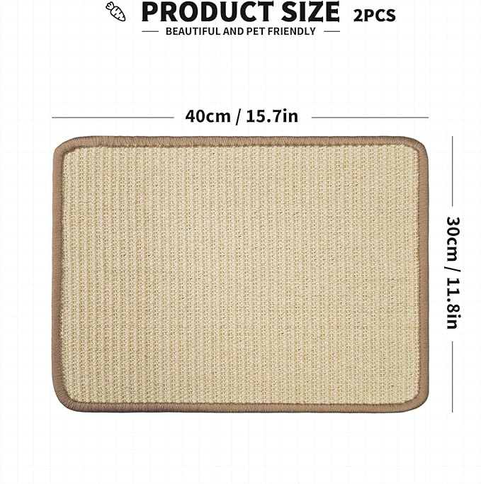 2Pcs Rabbit Scratch Mat,16 x 12 Inch Sisal Rabbit Scratching Pad,Rabbits Scratching Mats for Cages,Claws and Teeth Care Rabbits Chew Toys,Small Pet Bedding for Biting Sleeping Nesting-Mewly Pet