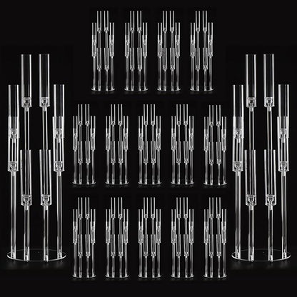 16PCS 8 Arm Arcylic Candelabra Centerpieces for Tables,Clear Candlestick Holders Decor Wedding Centerpiece with Shade for Anniversary Party Brithday candelabros para centros de mesa