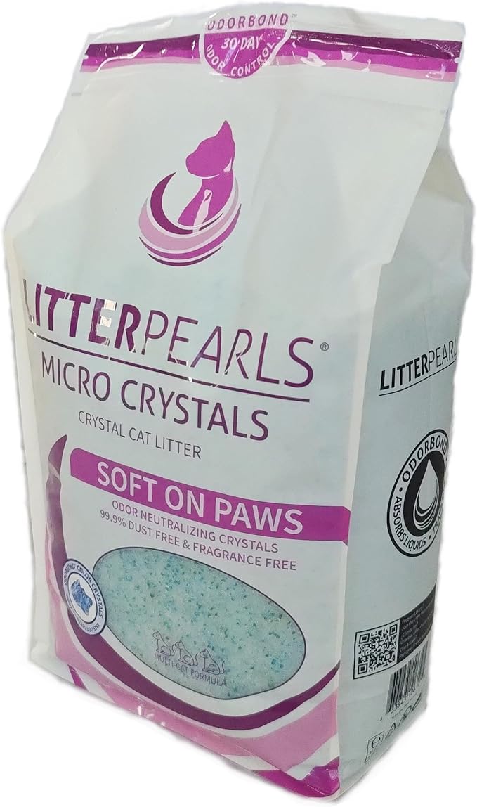 Litter Pearls Micro Crystals Unscented Non-Clumping Crystal Cat Litter with Odorbond, 10.5 Pounds-Mewly Pet