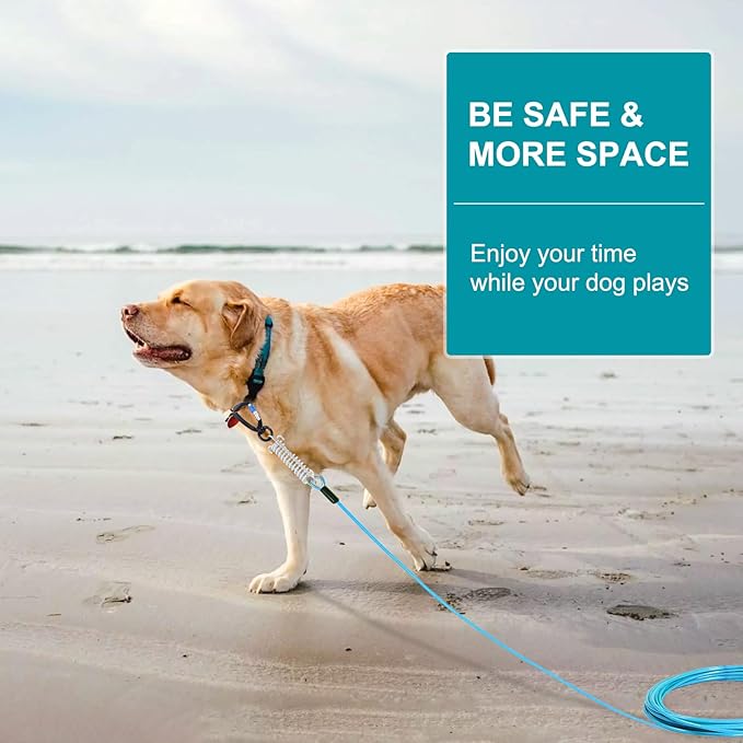 Snagle Paw Heavy Duty Long Dog Leads for Yard 120FT-1000LBS Break Strength,Dog Tie Out Cable with Swivel Lockable Hook & Spring,Chew Proof Dog Chain for Outside,Dog Run Cable for Medium Large Dogs-Mewly Pet