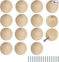 FoDau770 15pcs Unfinished Wood Knobs, Round Ball Cabinet Knobs Vintage Drawer Pulls, Natural Wooden Cabinet Hardware for Furniture Drawer Dresser Wardrobe Cupboard - 1-1/4" Diameter