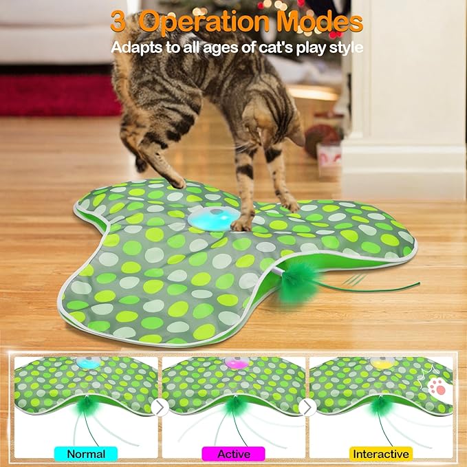 Interactive Cat Toys Rechargeable,Moving Concealed Feathers,Real Mouse Squeaky,Touch Activated Cat Kitten Toy Exercise Toys for Indoor Bored Adult Cats-Mewly Pet