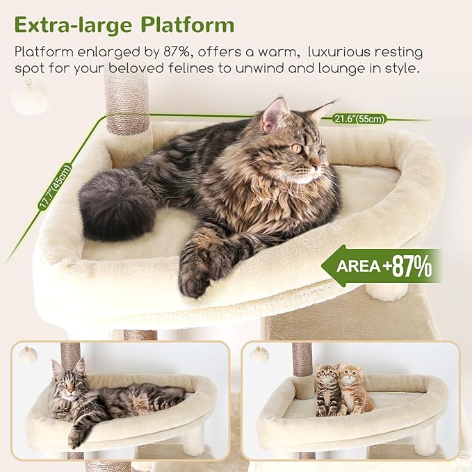 Globlazer Giant Cat Tree, 83 inch Cat Tree for Indoor Cats Large Adult, XXL Cat Tower with 9 Scratching Posts for 20lb+ Heavy Duty Large Adult Cats, F83, Beige-Mewly Pet
