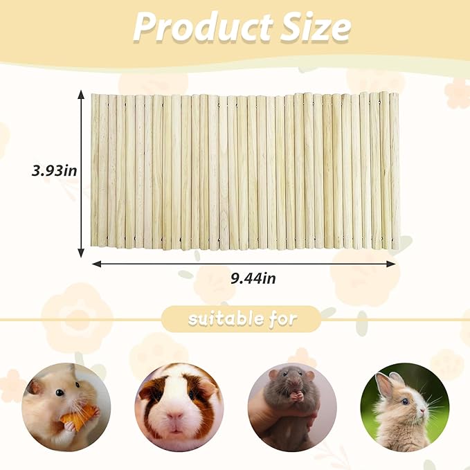 PIVBY 2PCS Wooden Hamster Ladder Bridge, Flexible Wood Tunnel Hide, Hamster Chew Toys for Small Animals Guinea Pig, Rat, Chinchilla, Gerbil, Mice, Mouse (Natural)-Mewly Pet