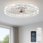 20'' Ceiling Fan with Light, Upgraded Low Profile Fan, Flush Mount Ceiling Fan, 6 Speeds, Dimmable LED, App & Remote Control, Quiet DC Motor, for Bedroom, Living Room, F098 White