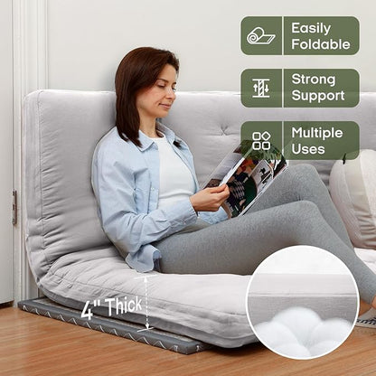 ZonLi Japanese Floor Futon Mattress Twin Size 75"x 39", 100% Cotton Cover 4'' Thicken Tatami Mattress, Foldable Sleeping Pad, Portable Dormitory Tatami Mat, Roll Up Floor Lounger Bed for Adult