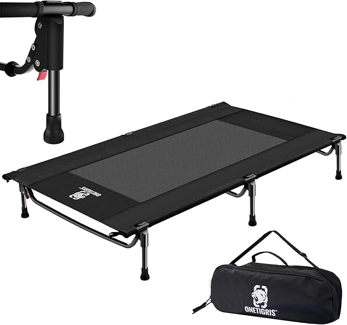 ONETIGRIS Elevated Dog Bed, Outdoor Dog Cod Large Raised Dogs Bed with Chew Proof Mesh, No-Slip Portable Dogs Cot Bed for Indoor & Outdoor Portable-Mewly Pet