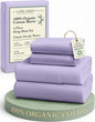 LANE LINEN 100% Organic Cotton Fully Elasticized King Sheet Set, Low Pilling Fade Resistant Machine Washable Naturally Cooling King Bedding Set, Soft & Comfy Cotton Sheets - Orchid Petal