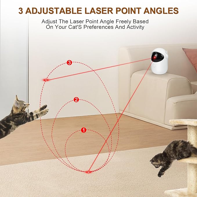 Laser Cat Toys for Indoor Cats Interactive Cat Toy 3 Speed Modes with Timer Rechargeable Rechargeable 3 Adjustable Circling ranges for Cats/Kitten/Dogs-Mewly Pet
