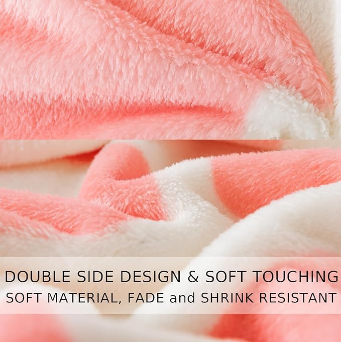 Fleece Cow Print Blanket Queen Size for All Season - Premium Lightweight Anti-Static Super Soft Cozy Plush Cow Blankets for Queen/Full Bed,90" x 90"(Pink Cow)